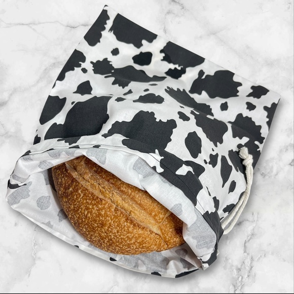 Farmhouse Reusable Cotton Bread Bag, Free Mason Jar Bonnet Included - Picture 3 of 9